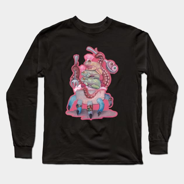 The three Frog chefs Long Sleeve T-Shirt by Poday Wali